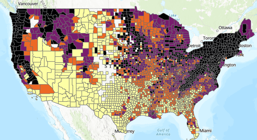 Carbon Density, Metric Tons Per Forested Acre (2020)