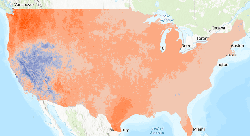 Consecutive Summer Dry Days (20-Year Average): Absolute Change (Current vs. 2071-2090)